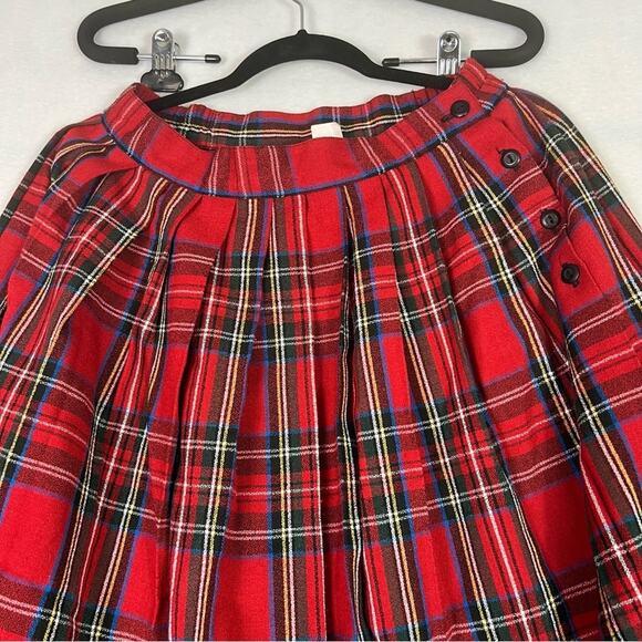 Lloyd New York Skirt Women's Size 10 Red Plaid Tartan Pleated Calf Length Vtg - Picture 3 of 8